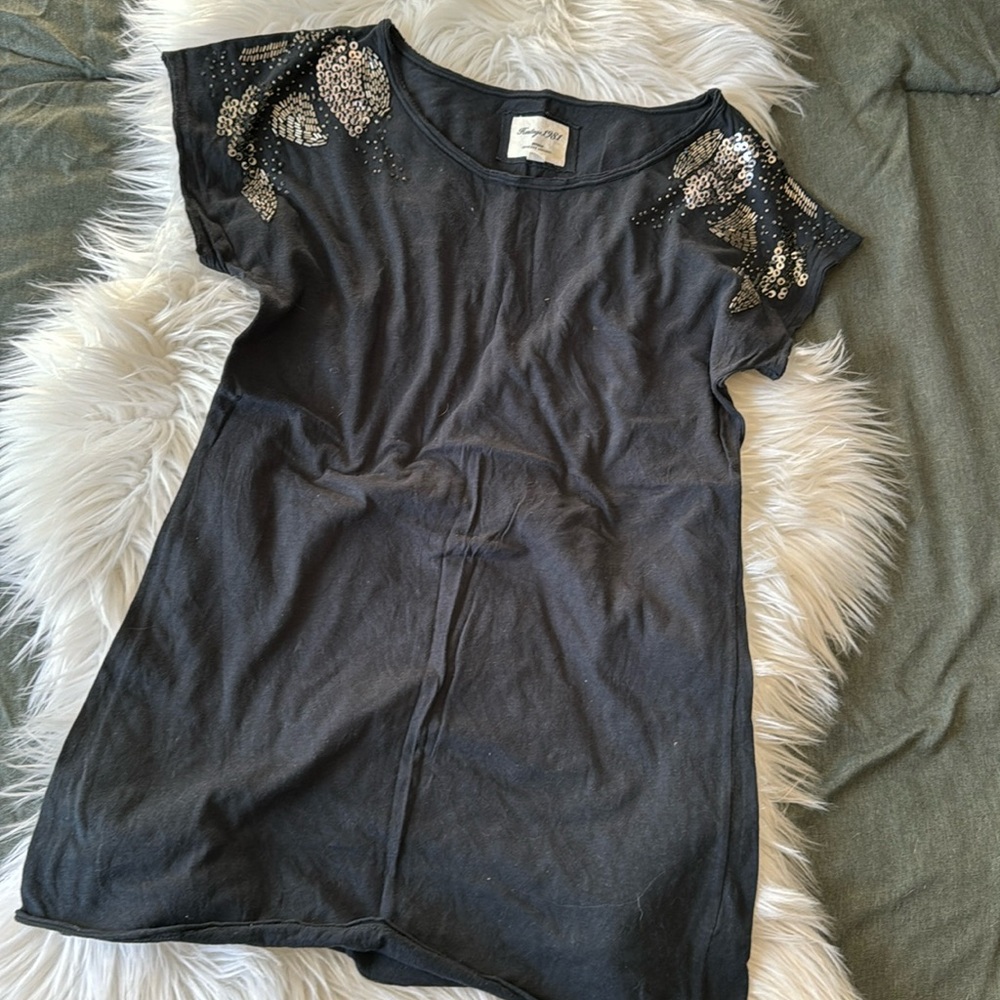 V i n t a g e • Y2K beaded moto grunge tee